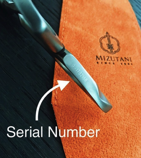 Серийный номер ножниц Mizutani